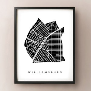 Impressão artística Mapa de Williamsburg - bairro de Brooklyn, NYC