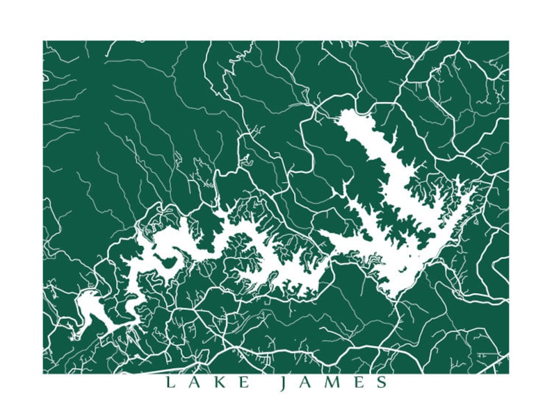 Lake James NC Map Print North Carolina Poster Etsy