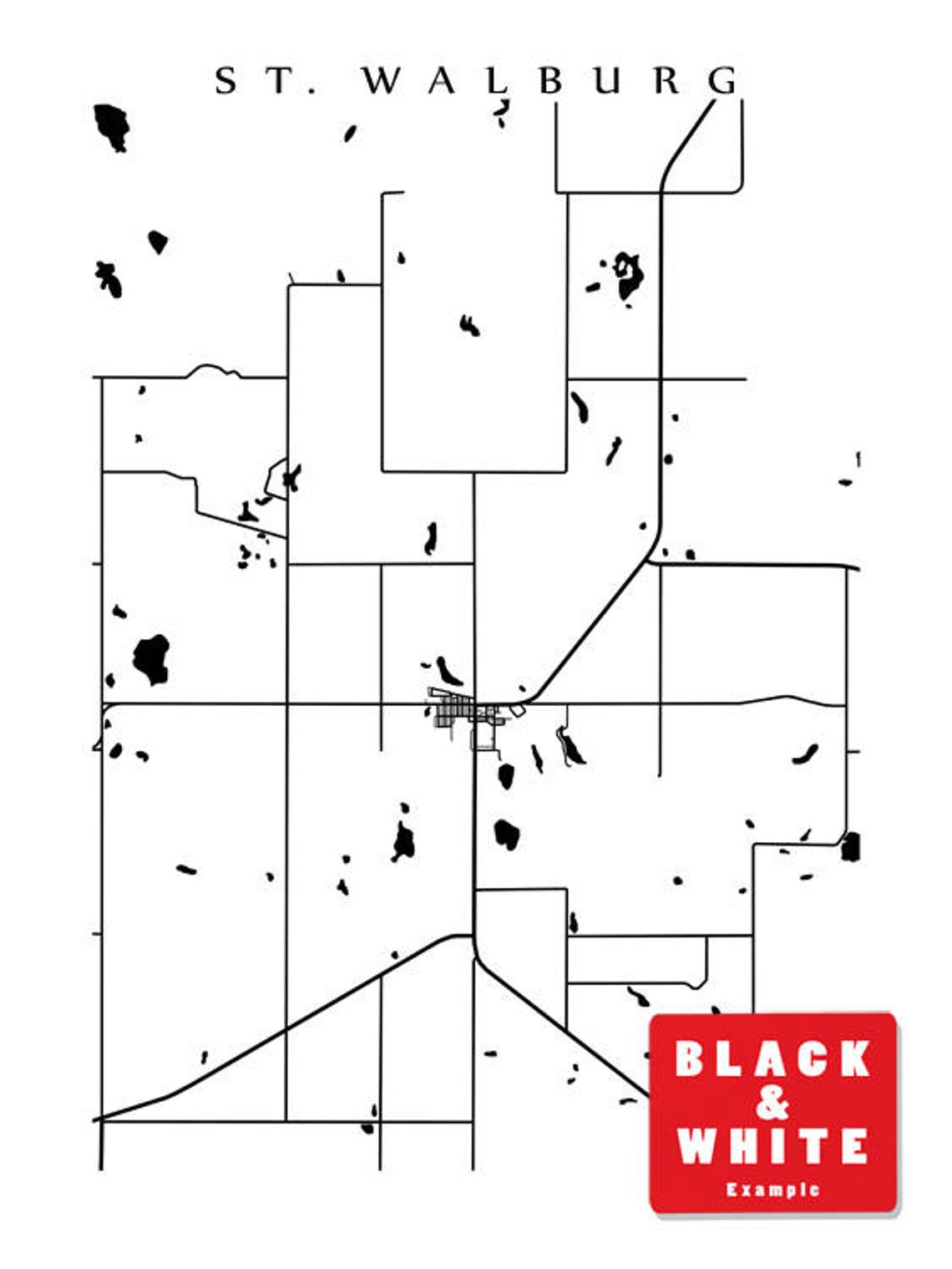 St. Walburg Map Print Saskatchewan Poster Etsy
