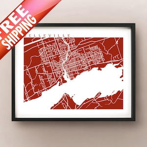Belleville Karte Druck - Ontario Poster - wählen Sie Ihre Größe und Farbe