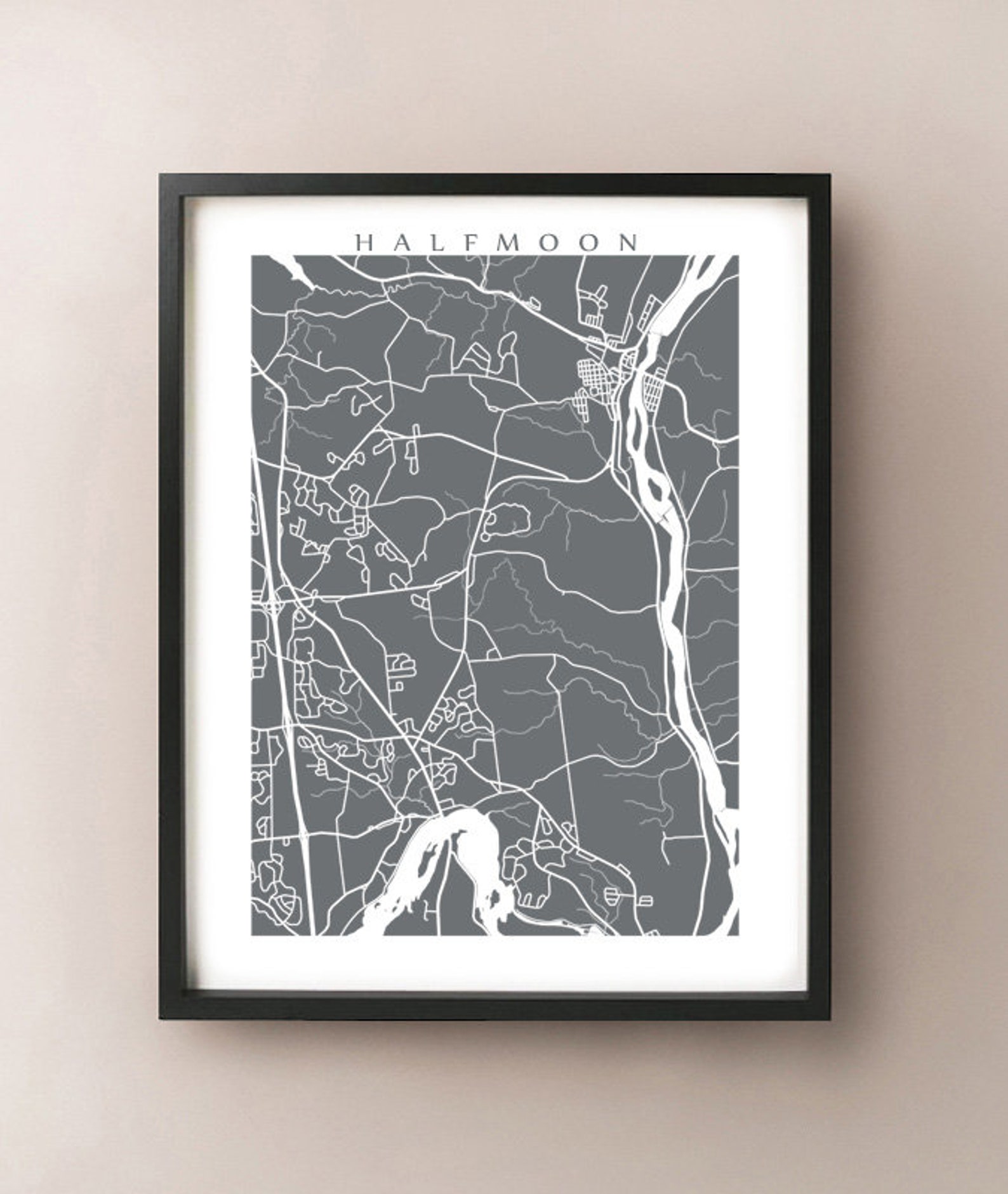 Halfmoon Map Print Upstate New York Art Poster Including Etsy