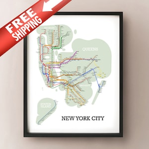New York City Metro Metro Stijl Kaart Art Print