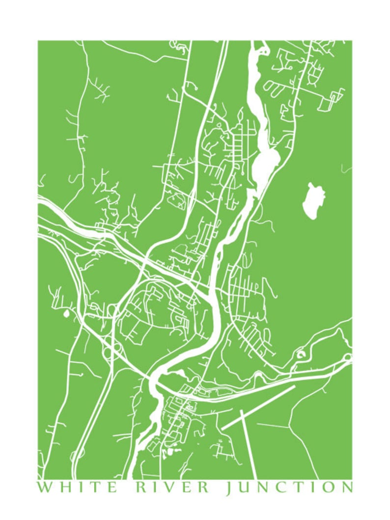 White River Junction Map Print Vermont Art Poster Etsy