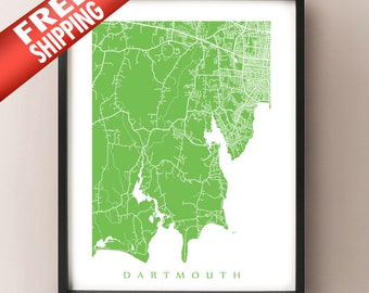 Dartmouth, MA Map Print - Massachusetts Poster