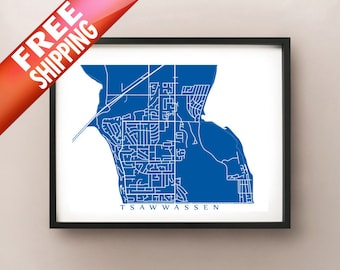 Tsawwassen Map Poster Print - BC, Canada