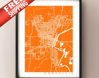 Corvallis Map Print - Oregon Art Poster