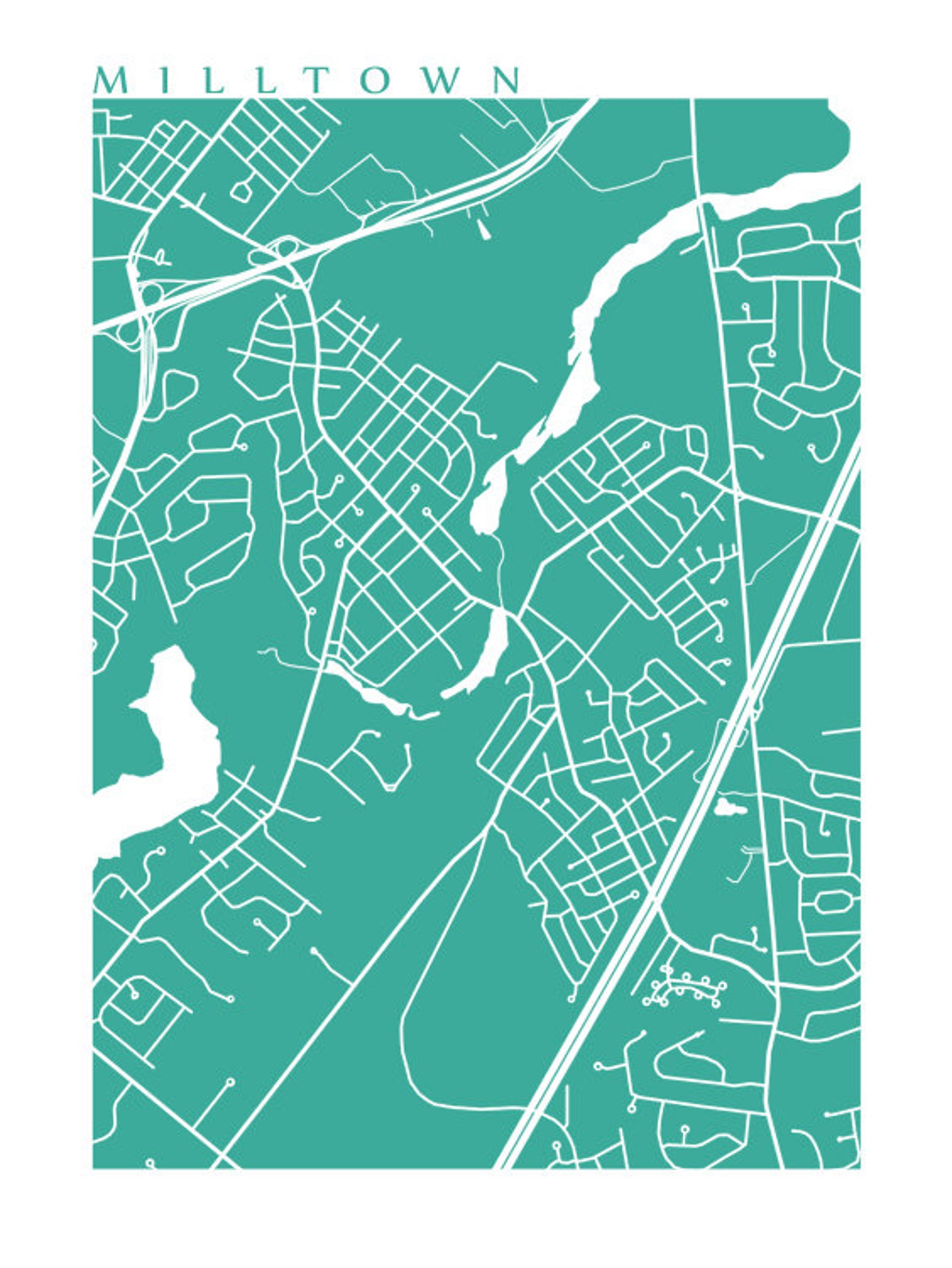 Milltown NJ Map New Jersey Poster Print Etsy