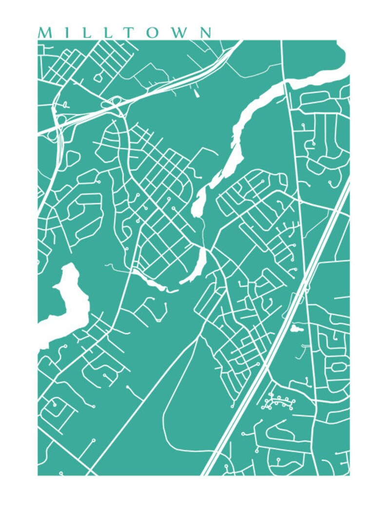 Milltown NJ Map New Jersey Poster Print Etsy