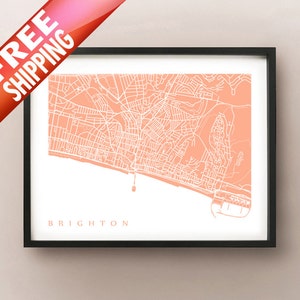 Brighton Karte Druck - UK Wandkunst - England Poster