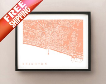 Brighton Map Print - UK Wall Art - England Poster