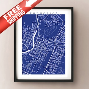 Carte de Podgorica - Affiche du Monténégro