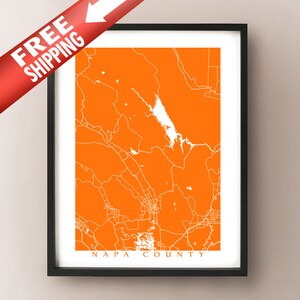 Napa County Kaart Print - California Poster