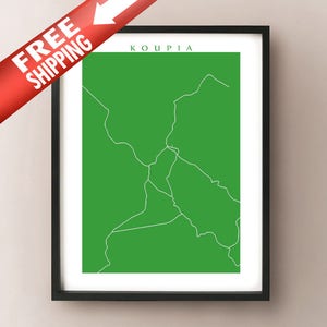 Koupia, Griechenland Landkarte Print - Kunstposter 2010