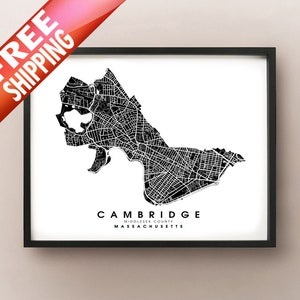 Cambridge, MA - Stadt Grenzen Karte Drucken