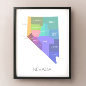 Carte de l’État du Nevada - Impression personnalisée