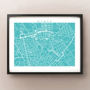 Nîmes, Francja Mapa Wydrukuj