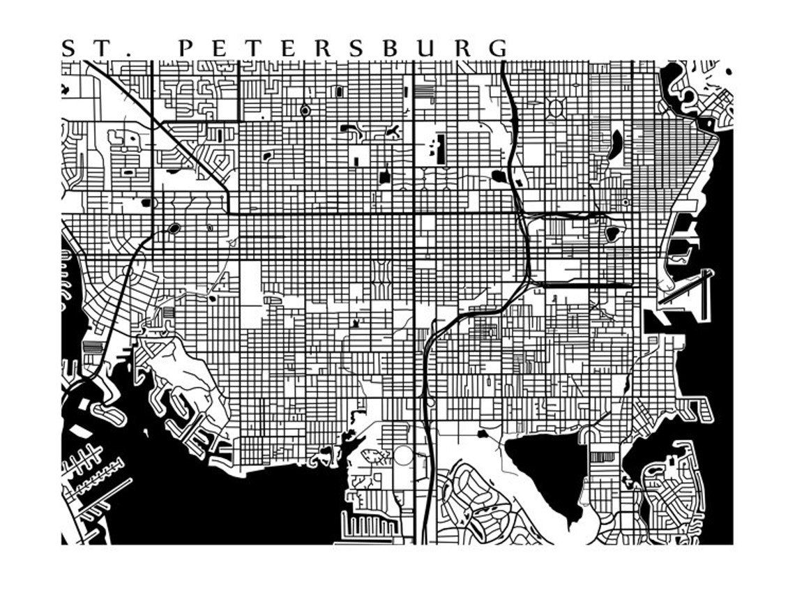St. Petersburg Map Print Florida Poster - Etsy