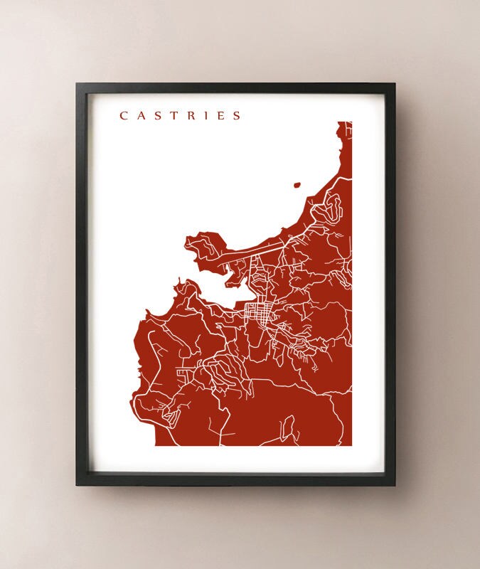 Castries, St. Lucia Map Print - Etsy