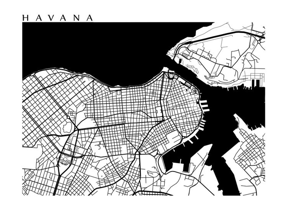 Havana Map Print Cuba Poster | Etsy