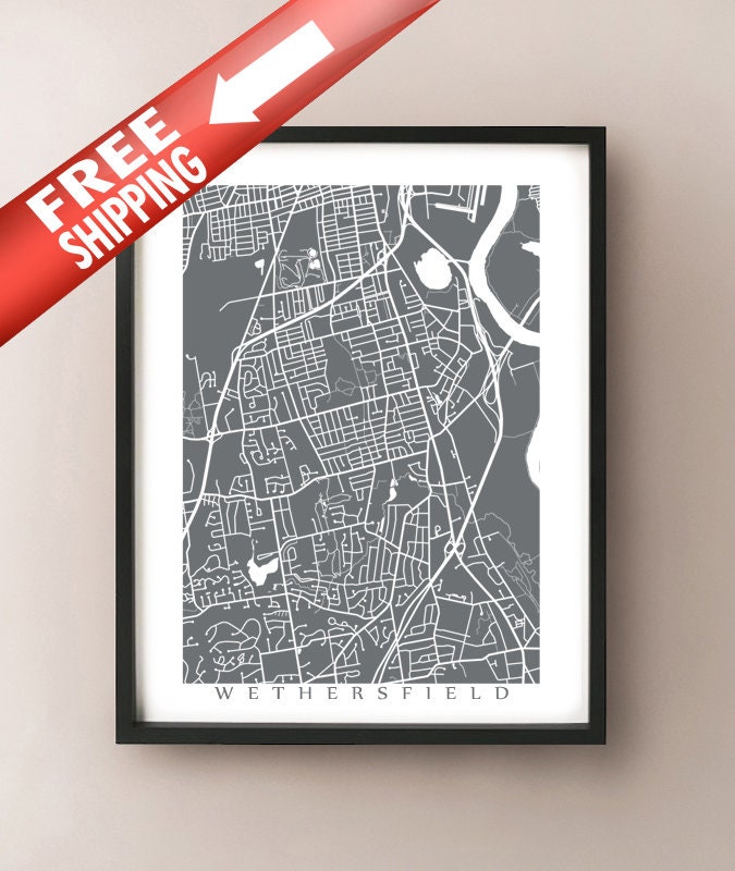 Wethersfield, CT Map Print