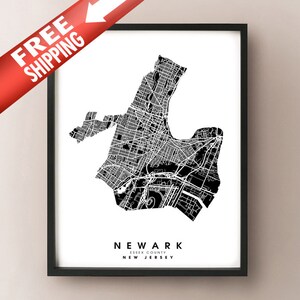 Newark, NJ - Impressão do mapa dos limites da cidade
