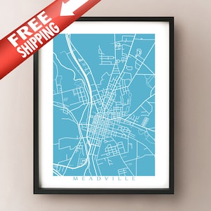 Meadville, PA Carte - Pennsylvania Poster