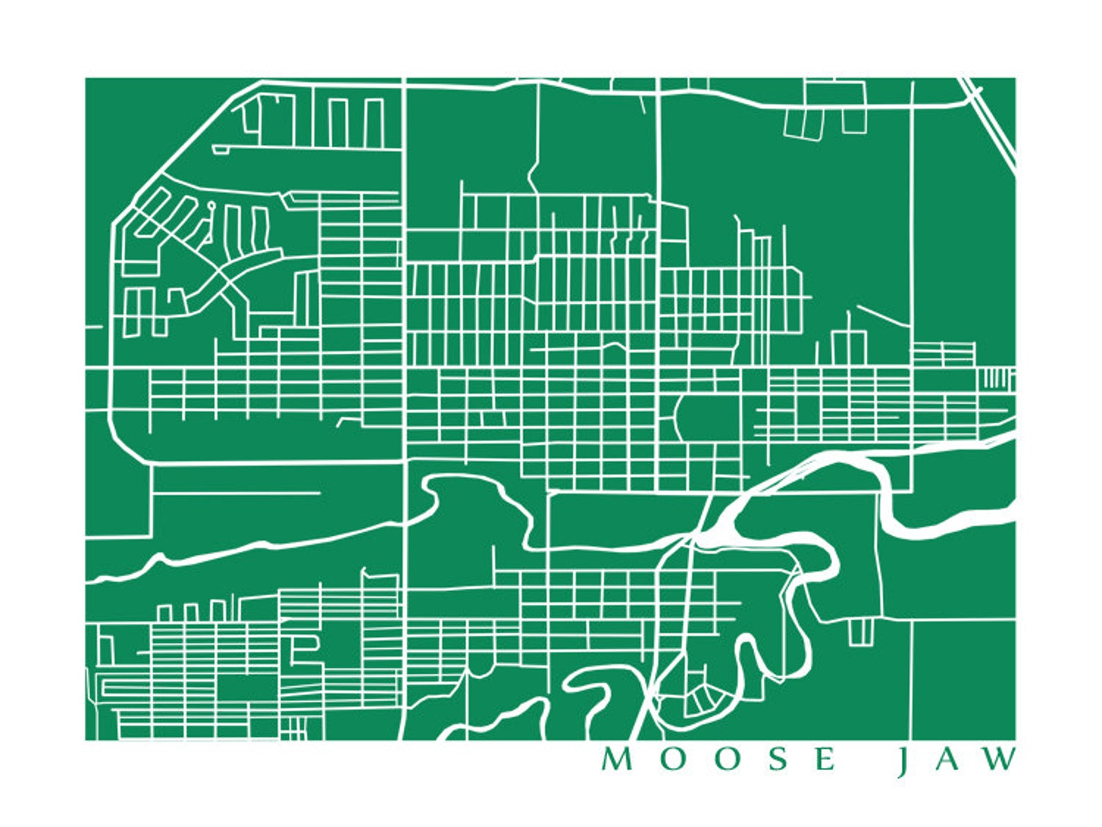 Moose Jaw Map Print Saskatchewan Poster Etsy