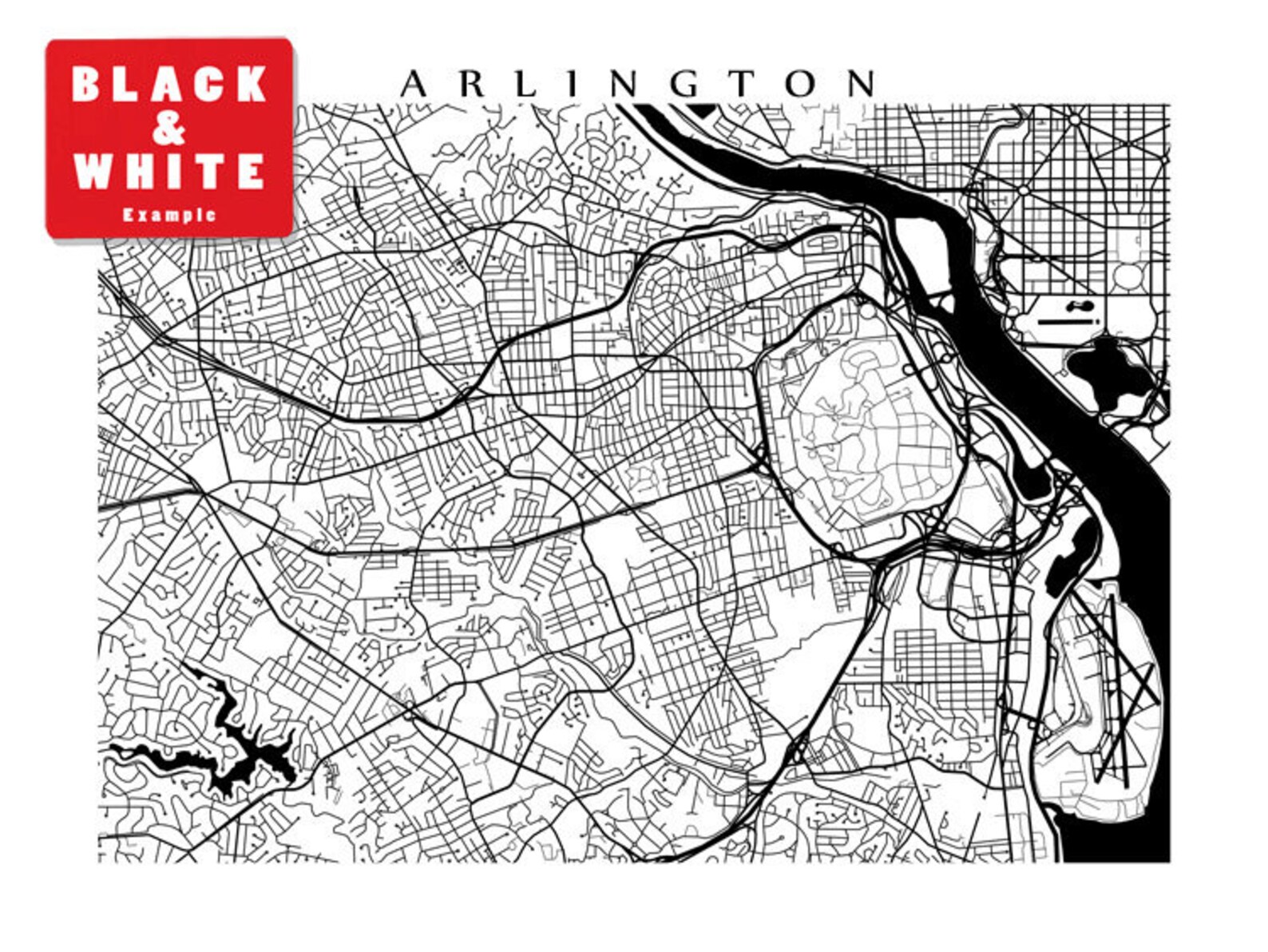 Arlington Map Virginia Poster Arlington City Art Print - Etsy