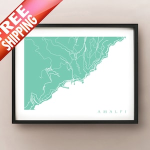 Impression de carte d'Amalfi - Affiche d'art d'Italie