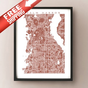 Palm Harbor kaart afdrukken-Florida poster