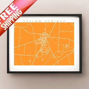 Carte de Yellow Springs - Impression d’affiche de l’Ohio
