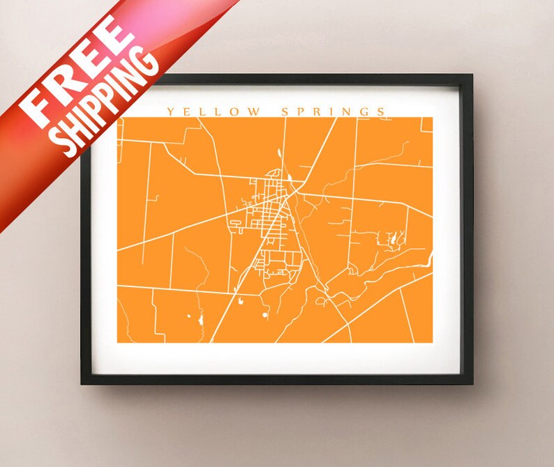 Yellow Springs Map Ohio Poster Print Etsy
