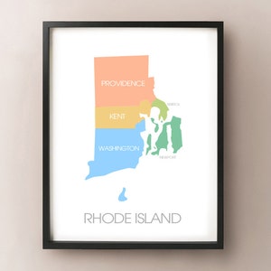Carte de l’État de Rhode Island - Impression personnalisée