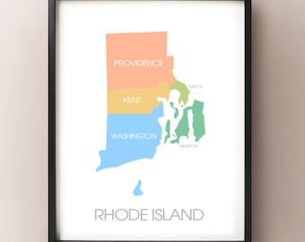 Rhode Island State Map - Custom Print