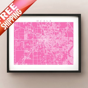 Ocala, FL Kaart Print - Marion County, Florida Poster