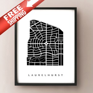 Impressão do mapa do bairro de Laurelhurst - Portland, Oregon