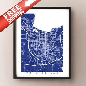 Fond du Lac, WI Map Print - Affiche du Wisconsin