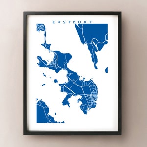 Eastport, Moose Island Mapa Impresión - Maine Cartel