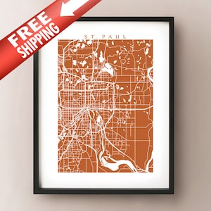 Saint Paul Map Print - Minnesota Art Poster - Twin Cities, Ramsey County, White Bear, Stillwater, Eagan