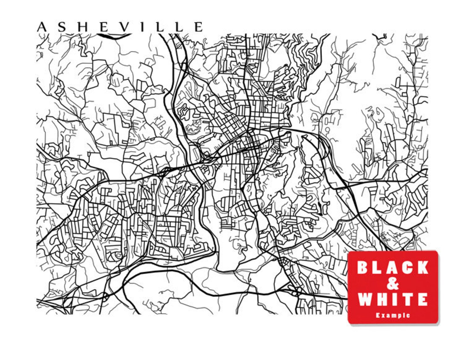 Asheville NC Map Print North Carolina Poster - Etsy