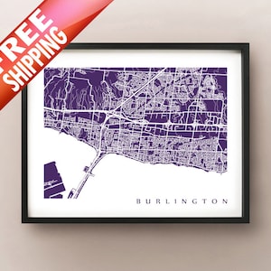 Burlington Mapa Impresión - Arte del cartel de Ontario