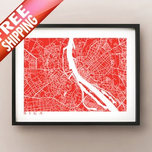 Riga Karte Drucken - Lettland Kunst Poster