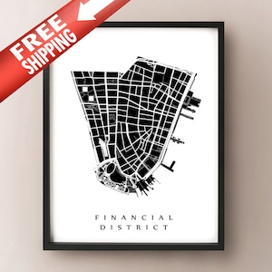 Plan du quartier financier - Quartier de Manhattan, New York Impression artistique