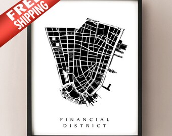 Financial District Map - Manhattan, NYC Neighborhood Art Print