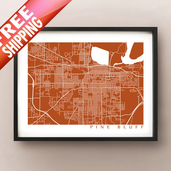 Pine Bluff Map Etsy