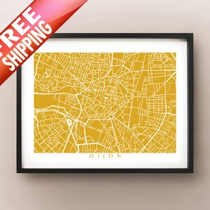 Dijon Karte Druck - Frankreich Kunst Poster