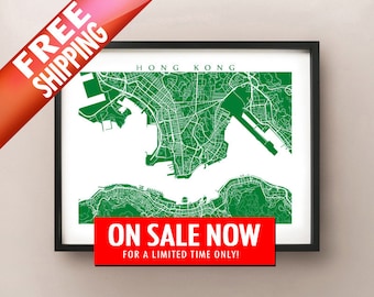 Hong Kong Map Print - China Poster Art