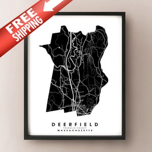 Deerfield, MA - Stadt Grenzen Karte Drucken