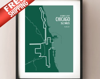 Impresión del mapa de la Ruta del Maratón de Chicago 2019