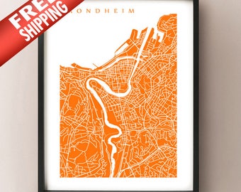 Trondheim Map Art Print - Sør-Trøndelag, Norway Poster